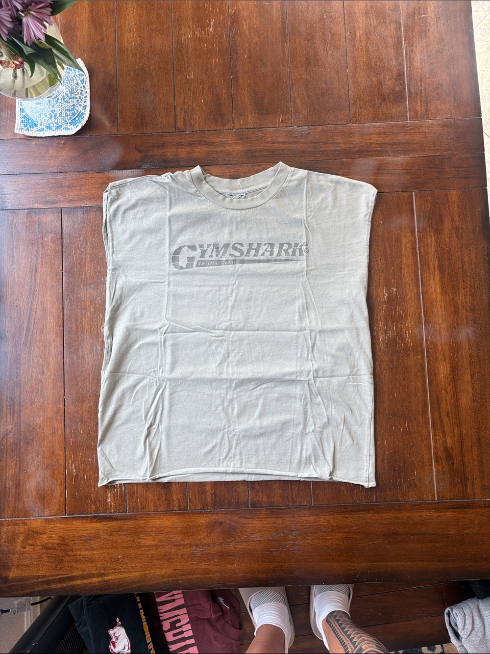 Gymshark Men's Light Olive Short Sleeve Logo Tee